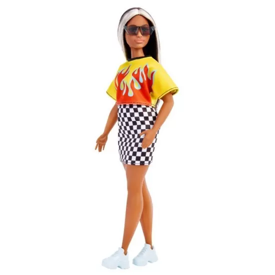 Papusa Barbie Fashionistas bruneta cu suvite blonde Papusa Barbie Fashionistas bruneta cu suvite blonde