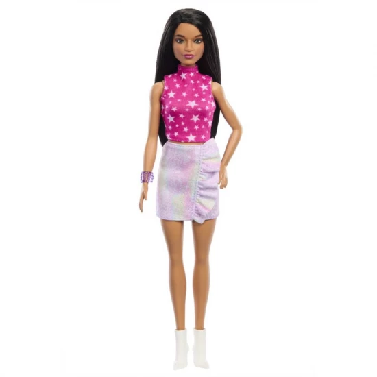 Papusa Barbie Fashionistas bruneta cu top cu stelute Papusa Barbie Fashionistas bruneta cu top cu stelute