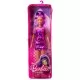 Papusa Barbie Fashionista cu par mov cu rochie cu umeri bufanti Papusa Barbie Fashionista cu par mov cu rochie cu umeri bufanti