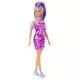 Papusa Barbie Fashionista cu par mov cu rochie cu umeri bufanti Papusa Barbie Fashionista cu par mov cu rochie cu umeri bufanti