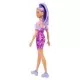 Papusa Barbie Fashionista cu par mov cu rochie cu umeri bufanti Papusa Barbie Fashionista cu par mov cu rochie cu umeri bufanti