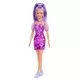 Papusa Barbie Fashionista cu par mov cu rochie cu umeri bufanti Papusa Barbie Fashionista cu par mov cu rochie cu umeri bufanti