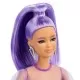Papusa Barbie Fashionista cu par mov cu rochie cu umeri bufanti Papusa Barbie Fashionista cu par mov cu rochie cu umeri bufanti