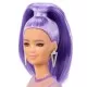 Papusa Barbie Fashionista cu par mov cu rochie cu umeri bufanti Papusa Barbie Fashionista cu par mov cu rochie cu umeri bufanti