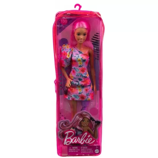 Papusa Barbie Fashionista cu par roz si picior protetic Papusa Barbie Fashionista cu par roz si picior protetic