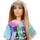 Papusa Barbie Fashionistas cu parul blond si rochita sport