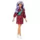 Papusa Barbie Fashionistas cu parul mov si rochita cu stelute Papusa Barbie Fashionistas cu parul mov si rochita cu stelute
