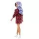 Papusa Barbie Fashionistas cu parul mov si rochita cu stelute Papusa Barbie Fashionistas cu parul mov si rochita cu stelute
