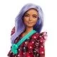Papusa Barbie Fashionistas cu parul mov si rochita cu stelute Papusa Barbie Fashionistas cu parul mov si rochita cu stelute