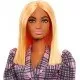 Papusa Barbie Fashionistas cu rochie tip blazer roz in carouri Papusa Barbie Fashionistas cu rochie tip blazer roz in carouri
