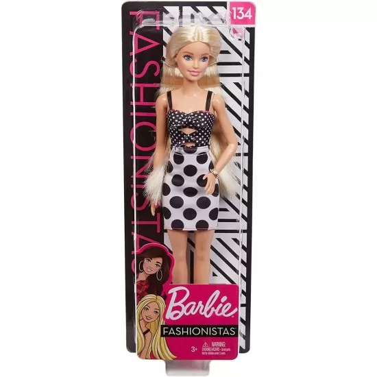 Papusa Barbie Fashionista cu rochita alb negru Papusa Barbie Fashionista cu rochita alb negru