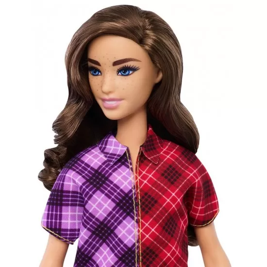 Papusa Barbie Fashionista cu rochita multicolora Papusa Barbie Fashionista cu rochita multicolora