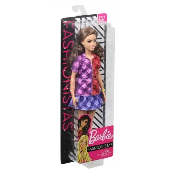 Papusa Barbie Fashionista cu rochita multicolora Papusa Barbie Fashionista cu rochita multicolora