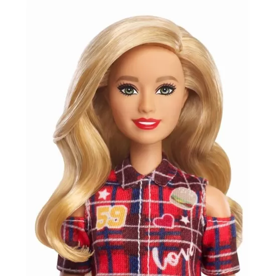 Papusa Barbie Fashionista cu rochita rosie Papusa Barbie Fashionista cu rochita rosie