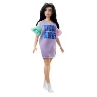 Papusa Barbie Fashionista cu rochita Unicorn Believer