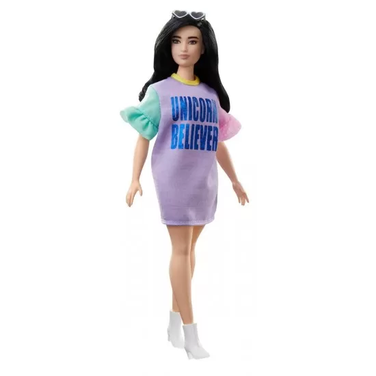 Papusa Barbie Fashionista cu rochita Unicorn Believer Papusa Barbie Fashionista cu rochita Unicorn Believer