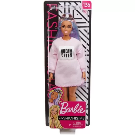 Papusa Barbie Fashionista cu rochita roz Dream Often Papusa Barbie Fashionista cu rochita roz Dream Often