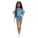 Papusa Barbie Fashionistas satena cu codite impletite si tinuta casual albastra Papusa Barbie Fashionistas satena cu codite impletite si tinuta casual albastra