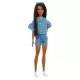 Papusa Barbie Fashionistas satena cu codite impletite si tinuta casual albastra Papusa Barbie Fashionistas satena cu codite impletite si tinuta casual albastra