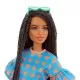 Papusa Barbie Fashionistas satena cu codite impletite si tinuta casual albastra Papusa Barbie Fashionistas satena cu codite impletite si tinuta casual albastra