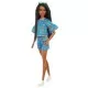 Papusa Barbie Fashionistas satena cu codite impletite si tinuta casual albastra Papusa Barbie Fashionistas satena cu codite impletite si tinuta casual albastra
