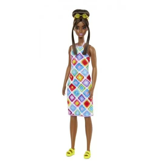 Papusa Barbie Fashionistas satena cu ochelari de soare galbeni Papusa Barbie Fashionistas satena cu ochelari de soare galbeni