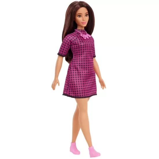 Papusa Barbie Fashionistas satena cu rochie mov Papusa Barbie Fashionistas satena cu rochie mov