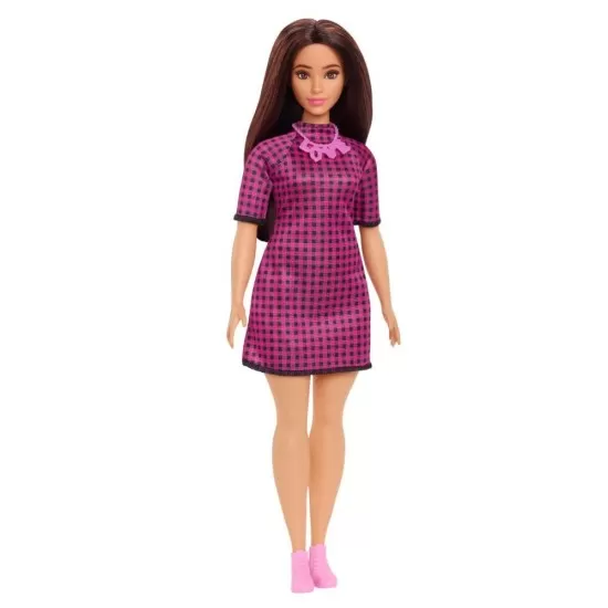 Papusa Barbie Fashionistas satena cu rochie mov Papusa Barbie Fashionistas satena cu rochie mov