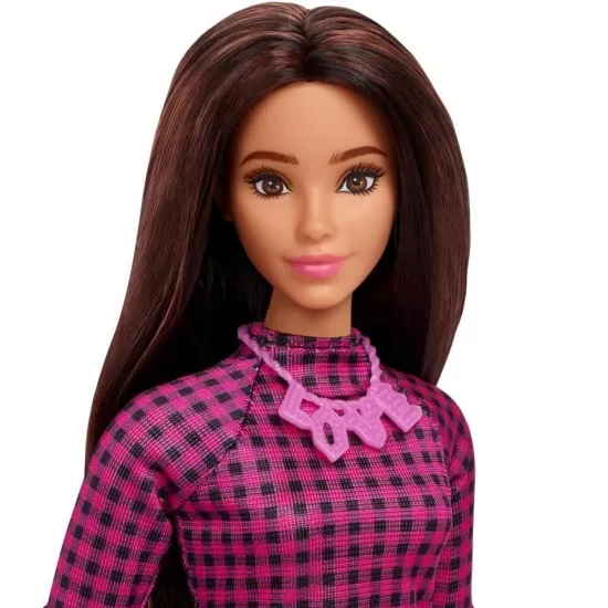 Papusa Barbie Fashionistas satena cu rochie mov Papusa Barbie Fashionistas satena cu rochie mov