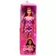 Papusa Barbie Fashionistas satena cu rochie roz cu buline
