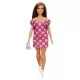 Papusa Barbie Fashionistas satena cu rochie roz cu buline