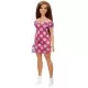 Papusa Barbie Fashionistas satena cu rochie roz cu buline