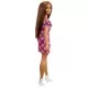 Papusa Barbie Fashionistas satena cu rochie roz cu buline