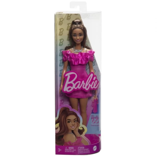 Papusa Barbie Fashionistas satena cu rochie roz Papusa Barbie Fashionistas satena cu rochie roz