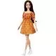 Papusa Barbie Fashionistas satena cu rochita portocalie cu buline Papusa Barbie Fashionistas satena cu rochita portocalie cu buline