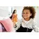 Papusa Barbie Fashionistas satena cu rochita portocalie cu buline Papusa Barbie Fashionistas satena cu rochita portocalie cu buline