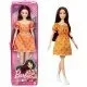 Papusa Barbie Fashionistas satena cu rochita portocalie cu buline Papusa Barbie Fashionistas satena cu rochita portocalie cu buline