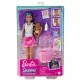 Papusa Barbie mamica bruneta cu bebelus