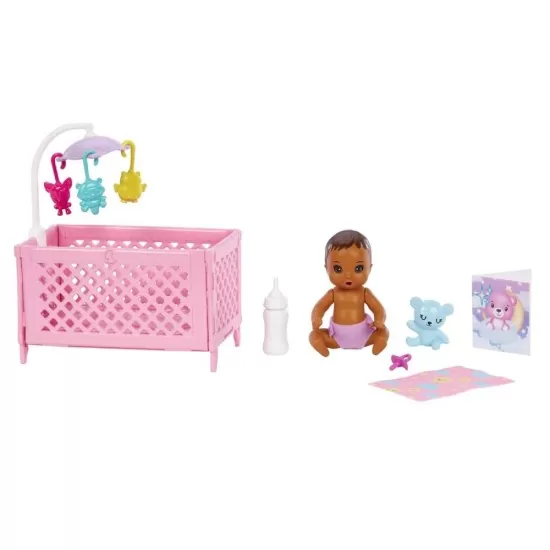 Papusa Barbie mamica bruneta cu bebelus