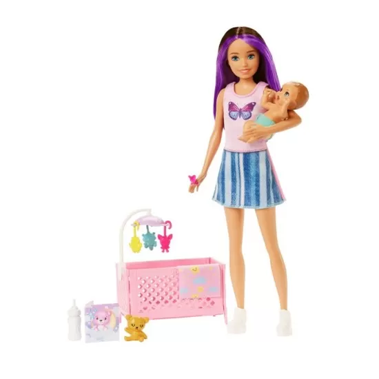 Papusa Barbie mamica satena cu bebelus Papusa Barbie mamica satena cu bebelus