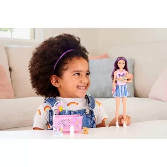 Papusa Barbie mamica satena cu bebelus Papusa Barbie mamica satena cu bebelus