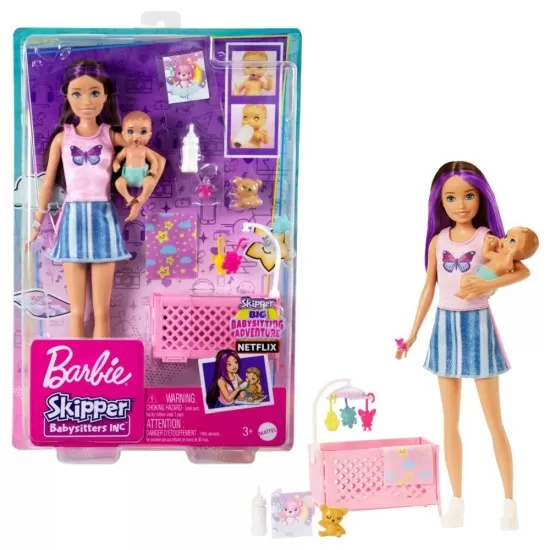 Papusa Barbie mamica satena cu bebelus Papusa Barbie mamica satena cu bebelus