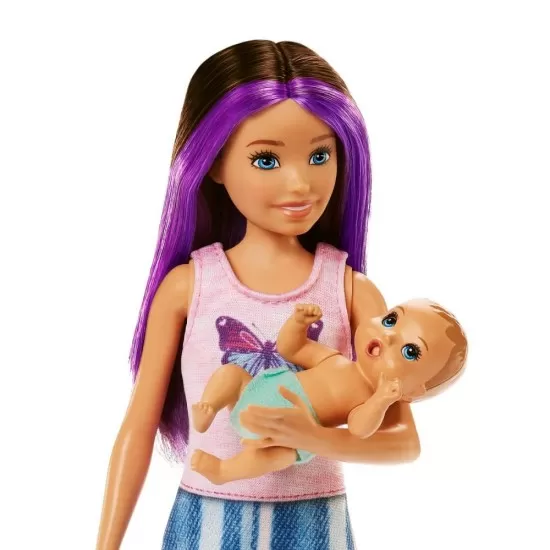 Papusa Barbie mamica satena cu bebelus Papusa Barbie mamica satena cu bebelus
