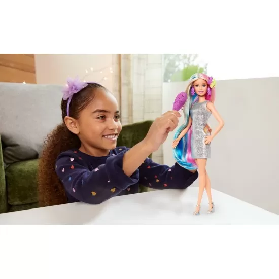Set de joaca papusa Barbie cu par stralucitor Set de joaca papusa Barbie cu par stralucitor