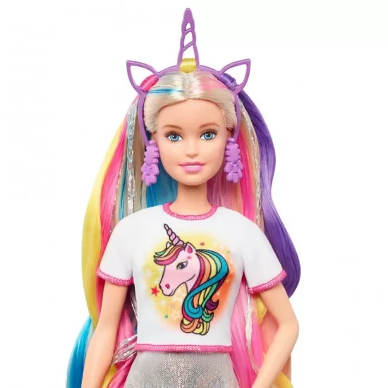 Set de joaca papusa Barbie cu par stralucitor Set de joaca papusa Barbie cu par stralucitor
