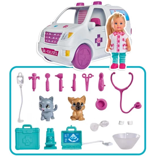 Papusa Evi veterinar cu rulota accesorizata