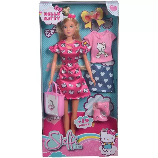Papusa Steffi Love Hello Kitty cu 2 tinute fashion Papusa Steffi Love Hello Kitty cu 2 tinute fashion