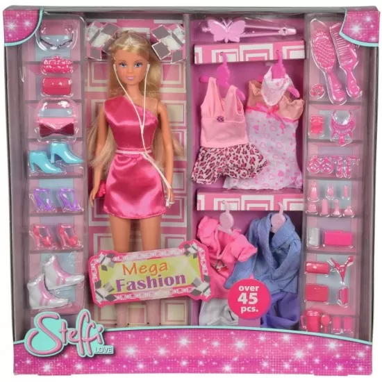 Set papusa Steffi Mega Fashion cu 45 accesorii Set papusa Steffi Mega Fashion cu 45 accesorii