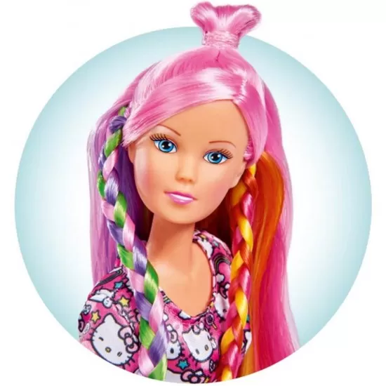 Papusa Steffi Love Hello Kitty cu par curcubeu