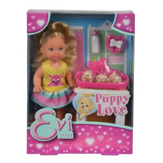 Papusica Evi cu 3 catelusi Papusica Evi cu 3 catelusi